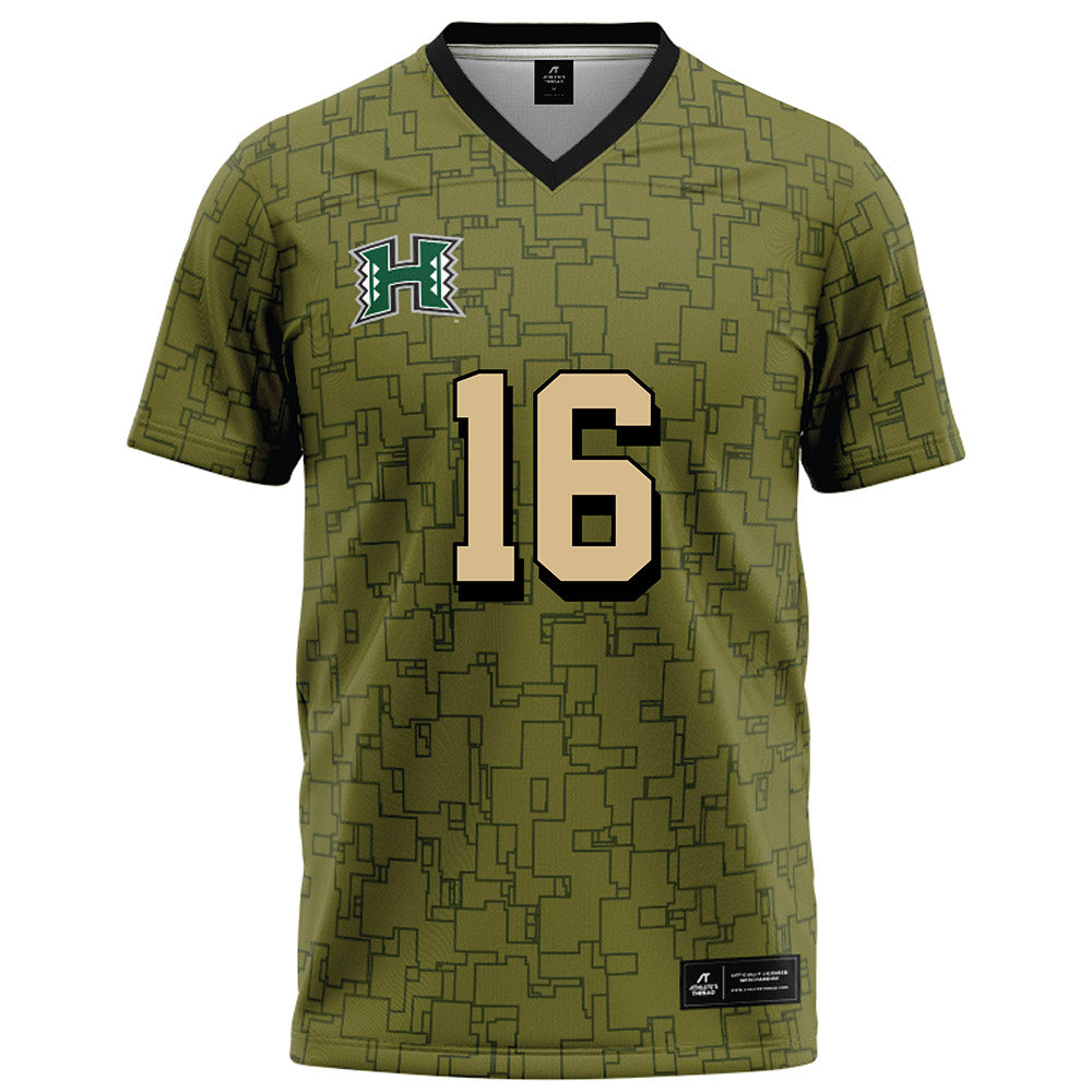 Hawaii - NCAA Football : Zion Allen - Green Camo Football Jersey-0