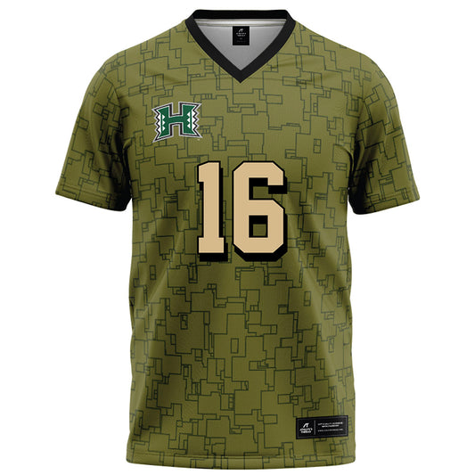 Hawaii - NCAA Football : Zion Allen - Green Camo Football Jersey-0