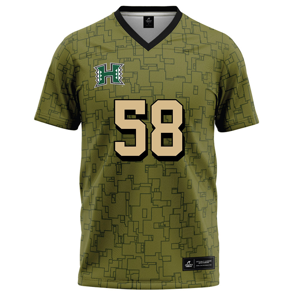 Hawaii - NCAA Football : Denaris Derosa Jr. - Green Camo Football Jersey-0