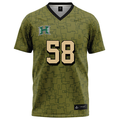 Hawaii - NCAA Football : Denaris Derosa Jr. - Green Camo Football Jersey-0