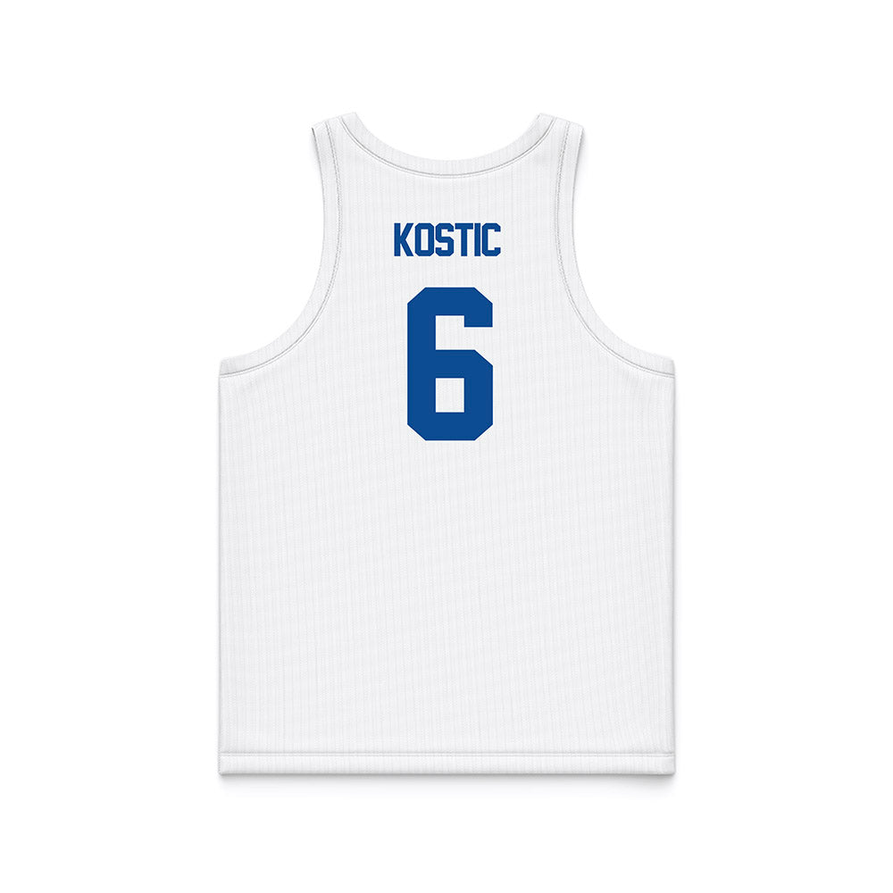 BYU - NCAA Men's Basketball : Aleksej Kostic - White Basketball Jersey-1
