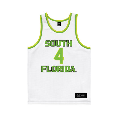 USF - NCAA Men's Basketball : Devin Haid - White Basketball Jersey-0
