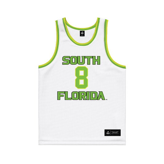 USF - NCAA Men's Basketball : Josh Omojafo - White Basketball Jersey-0