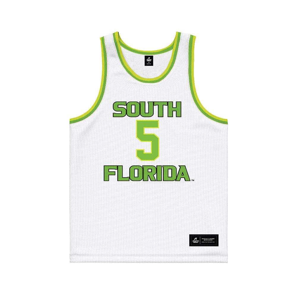 USF - NCAA Men's Basketball : Joseph Pinion - White Basketball Jersey-0