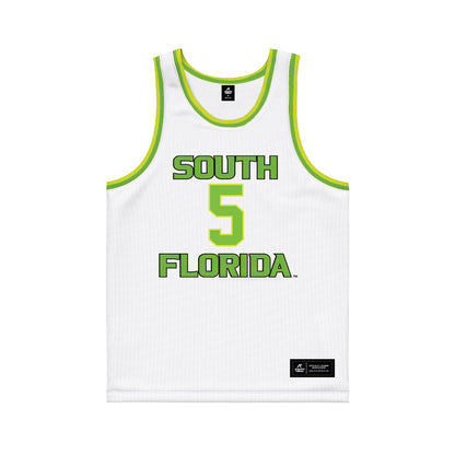 USF - NCAA Men's Basketball : Joseph Pinion - White Basketball Jersey-0