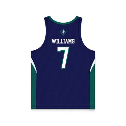 UNC Wilmington - NCAA Men's Basketball : Greedy Williams - Navy Basketball Jersey-1