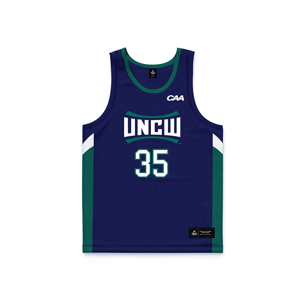 UNC Wilmington - NCAA Men's Basketball : Adam Tokpah - Navy Basketball Jersey-0