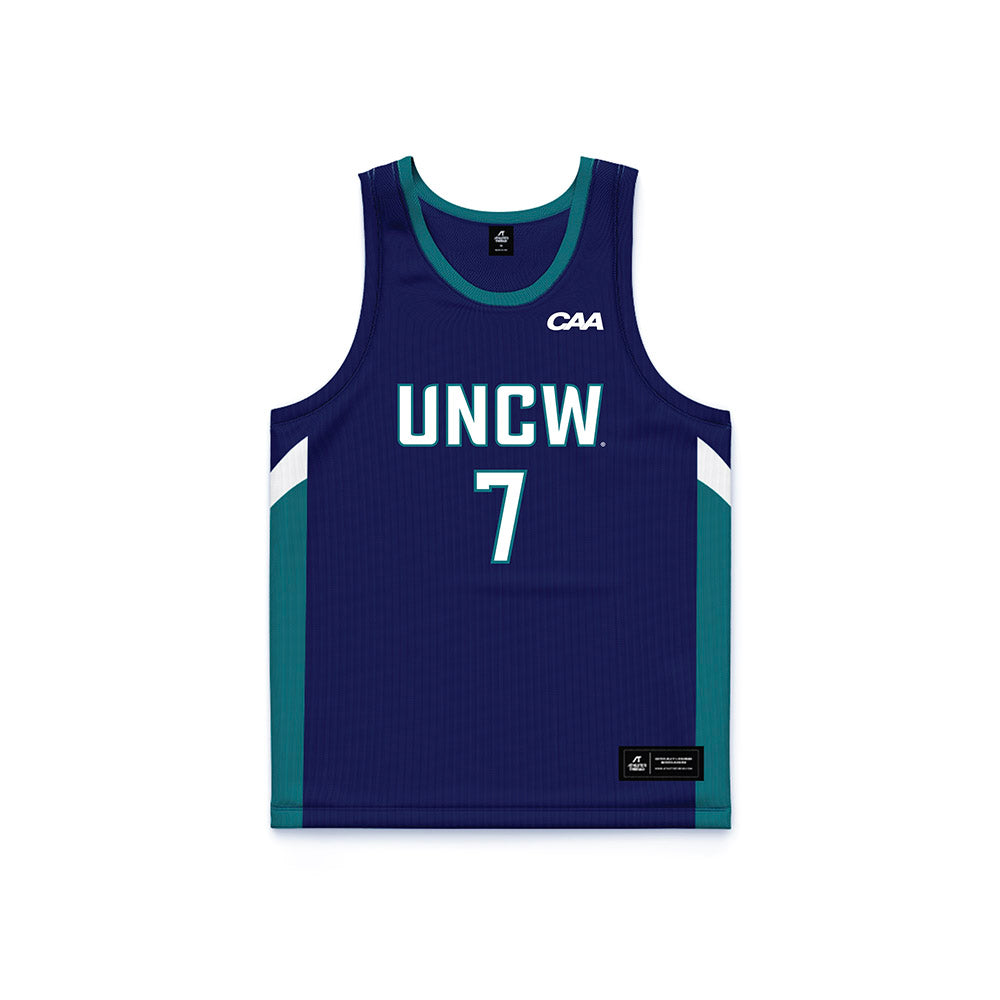 UNC Wilmington - NCAA Men's Basketball : Greedy Williams - Navy Basketball Jersey-0