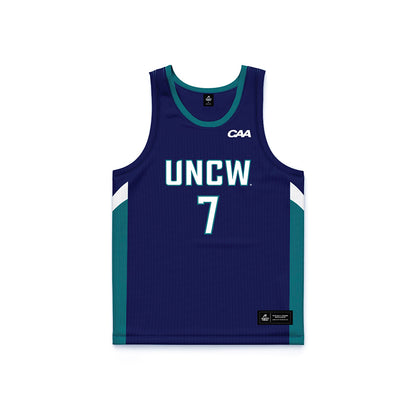 UNC Wilmington - NCAA Men's Basketball : Greedy Williams - Navy Basketball Jersey-0