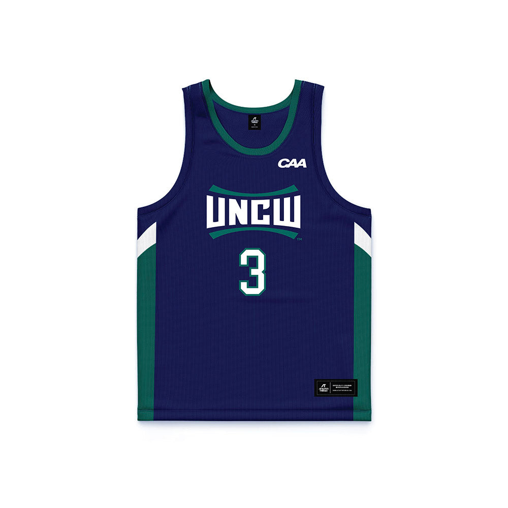 UNC Wilmington - NCAA Men's Basketball : Cj Luster - Navy Basketball Jersey-0