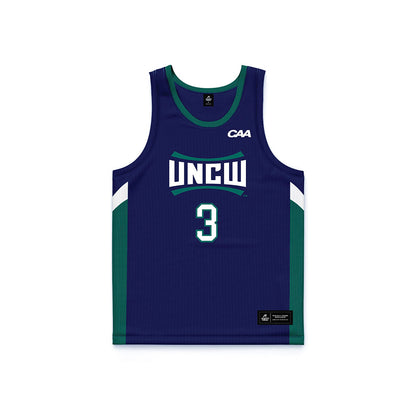 UNC Wilmington - NCAA Men's Basketball : Cj Luster - Navy Basketball Jersey-0
