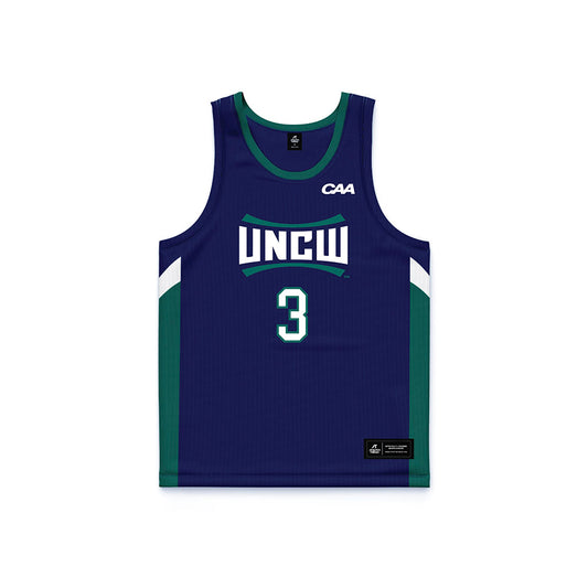 UNC Wilmington - NCAA Men's Basketball : Cj Luster - Navy Basketball Jersey-0