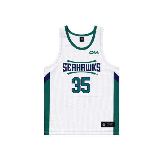 UNC Wilmington - NCAA Men's Basketball : Adam Tokpah - White Basketball Jersey-0