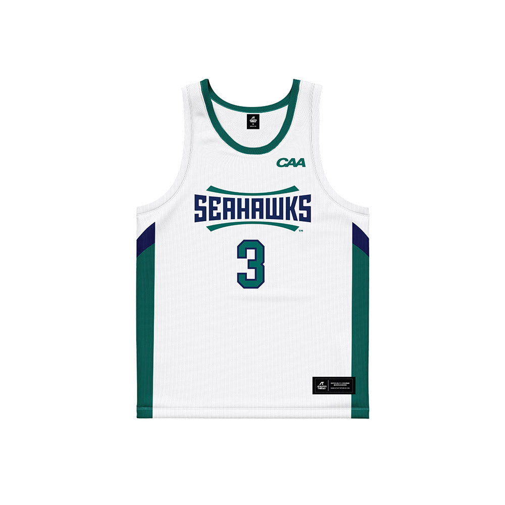 UNC Wilmington - NCAA Men's Basketball : Cj Luster - White Basketball Jersey-0