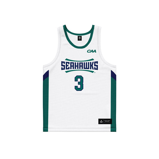 UNC Wilmington - NCAA Men's Basketball : Cj Luster - White Basketball Jersey-0