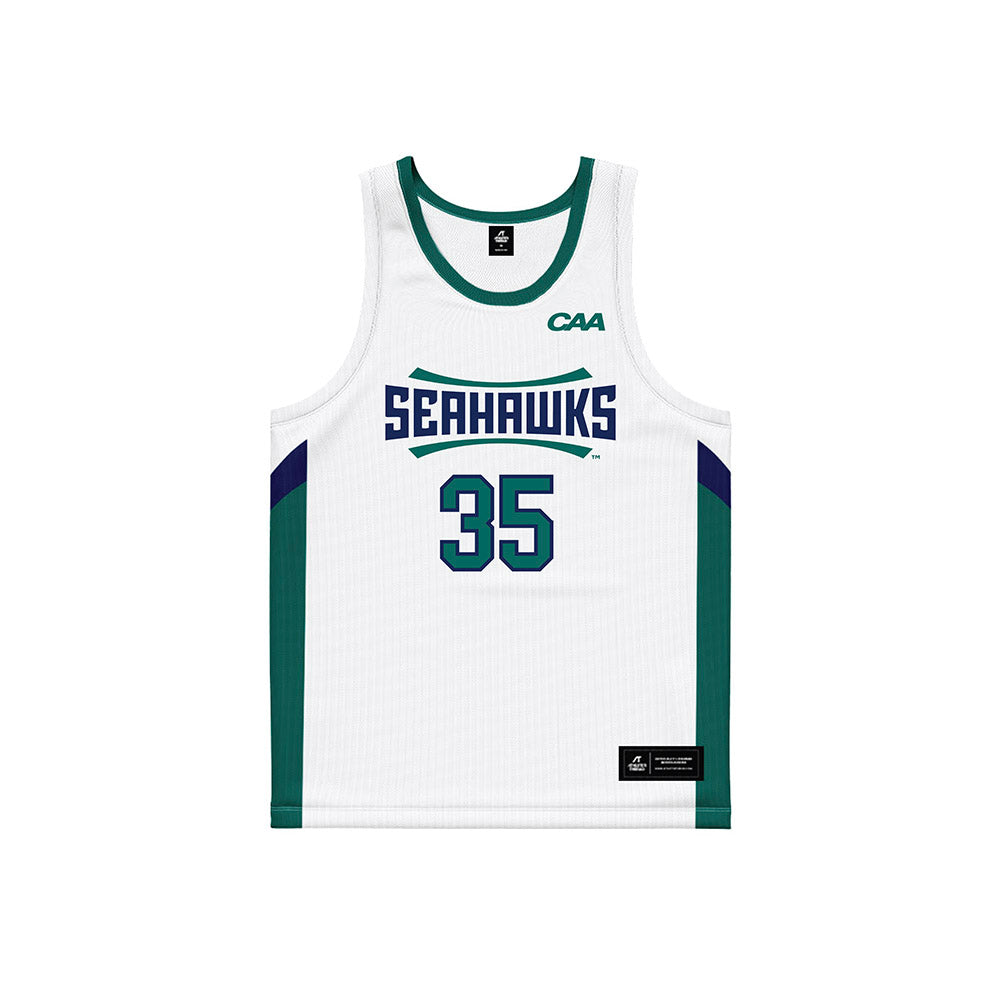 UNC Wilmington - NCAA Men's Basketball : Adam Tokpah - White Basketball Jersey-0