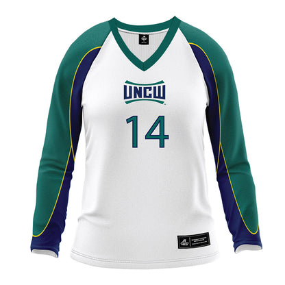 UNC Wilmington - NCAA Women's Volleyball : Courtney Graham - White Volleyball Jersey-0