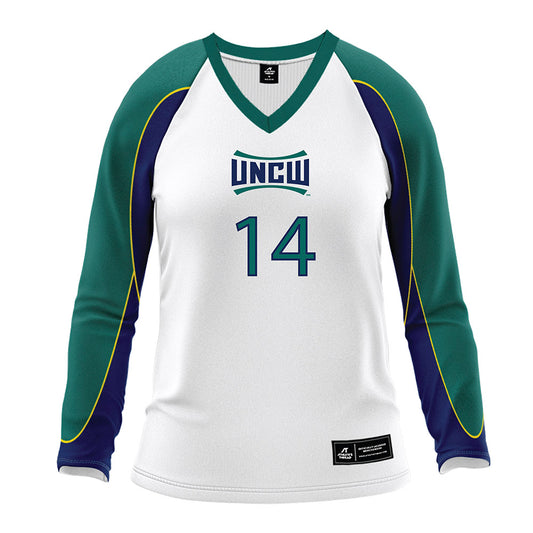 UNC Wilmington - NCAA Women's Volleyball : Courtney Graham - White Volleyball Jersey-0