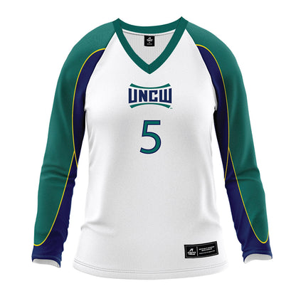 UNC Wilmington - NCAA Women's Volleyball : Morgan Esmie - White Volleyball Jersey-0