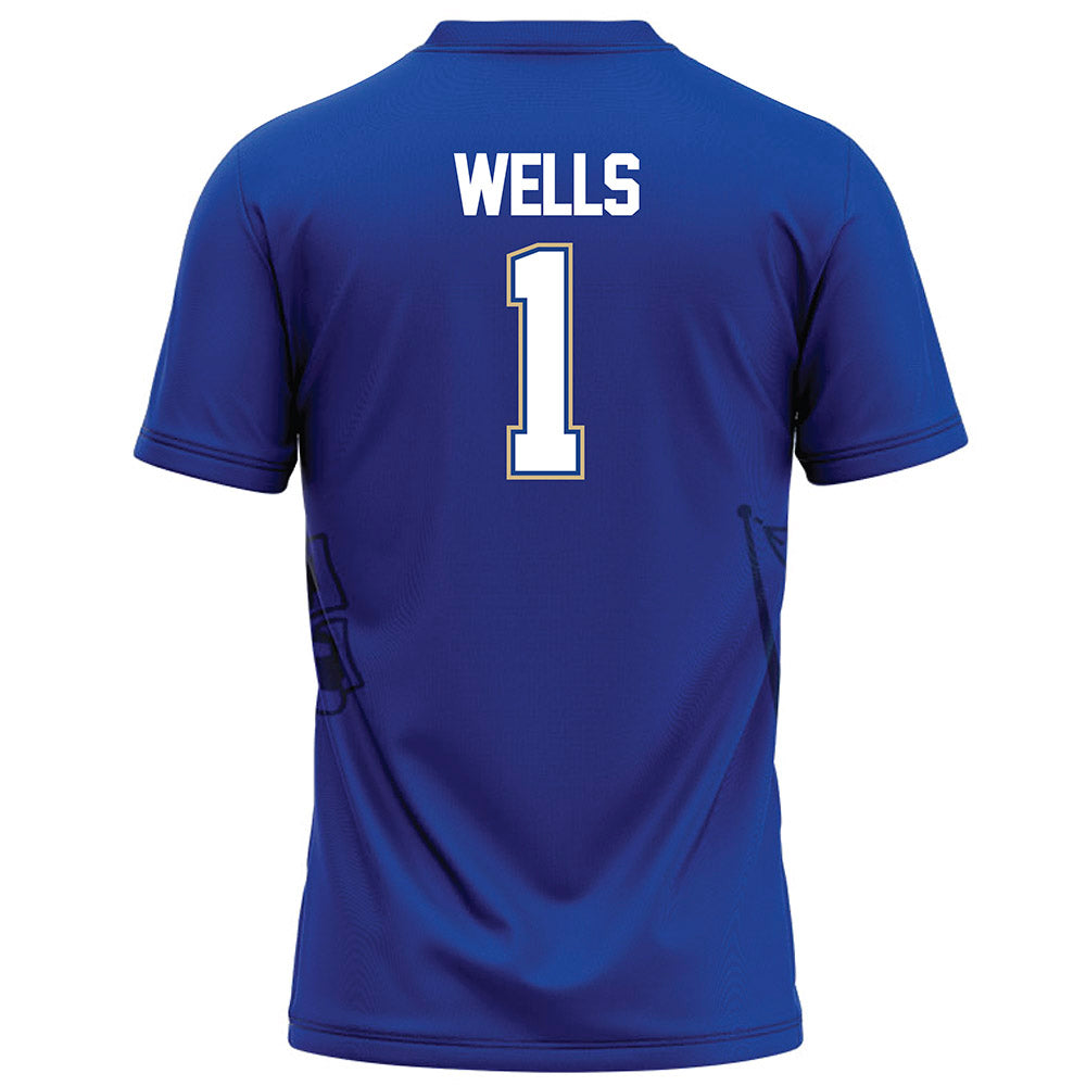 Tulsa - NCAA Football : David Wells - Blue Football Jersey-1