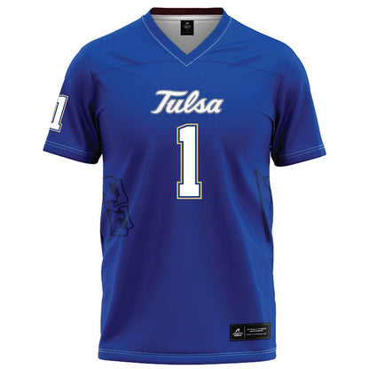 Tulsa - NCAA Football : David Wells - Blue Football Jersey-0