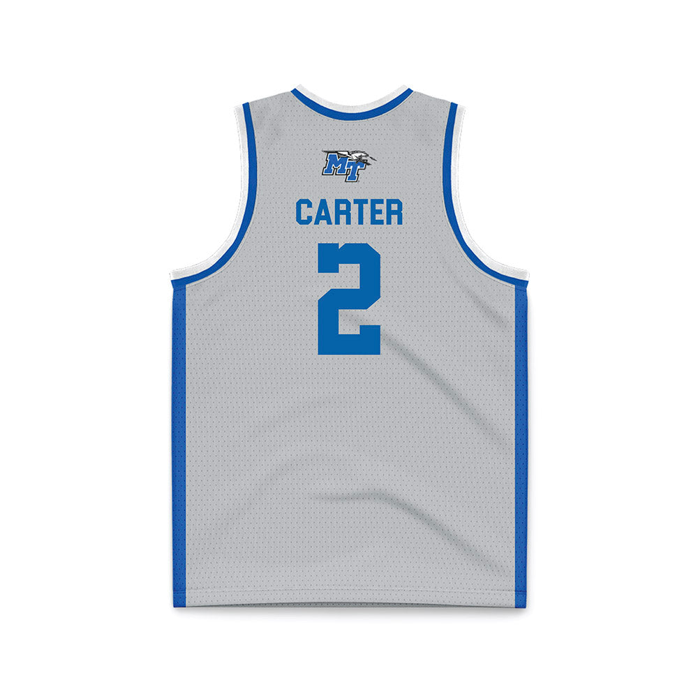 MTSU - NCAA Men's Basketball : Jahvin Carter - Light Grey Basketball Jersey-1