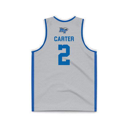 MTSU - NCAA Men's Basketball : Jahvin Carter - Light Grey Basketball Jersey-1