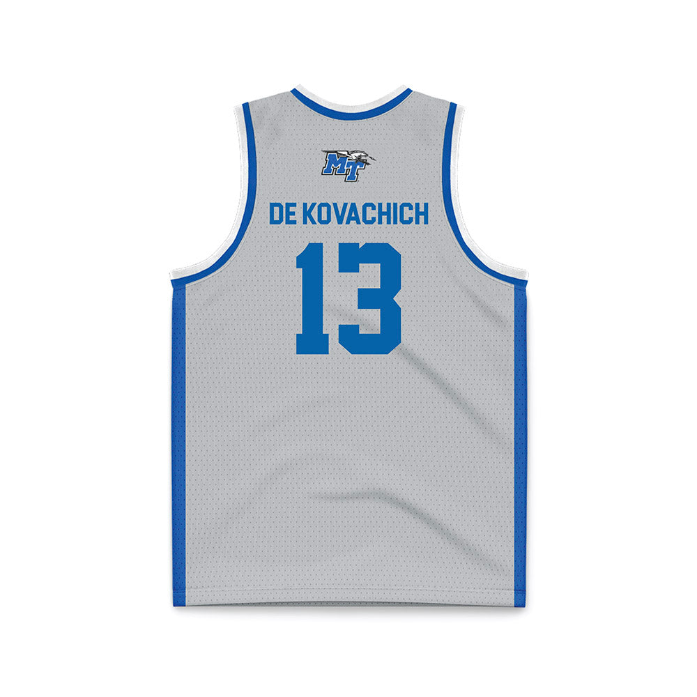 MTSU - NCAA Men's Basketball : Kevin De Kovachich - Light Grey Basketball Jersey-1