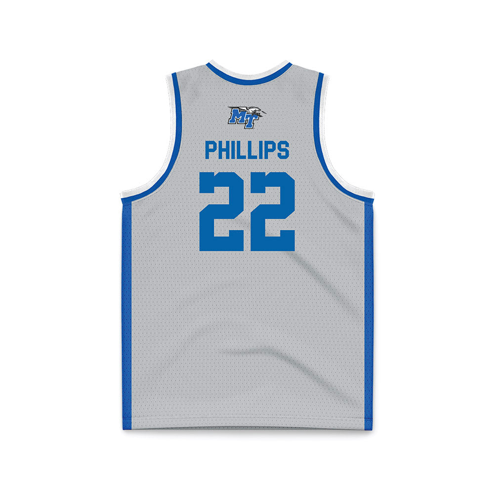MTSU - NCAA Men's Basketball : Henry Phillips - Light Grey Basketball Jersey-1