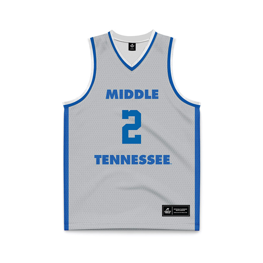 MTSU - NCAA Men's Basketball : Jahvin Carter - Light Grey Basketball Jersey-0