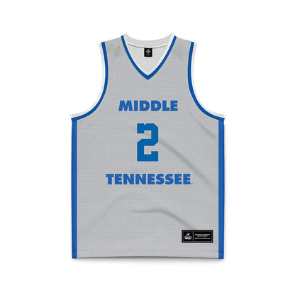 MTSU - NCAA Men's Basketball : Jahvin Carter - Light Grey Basketball Jersey-0
