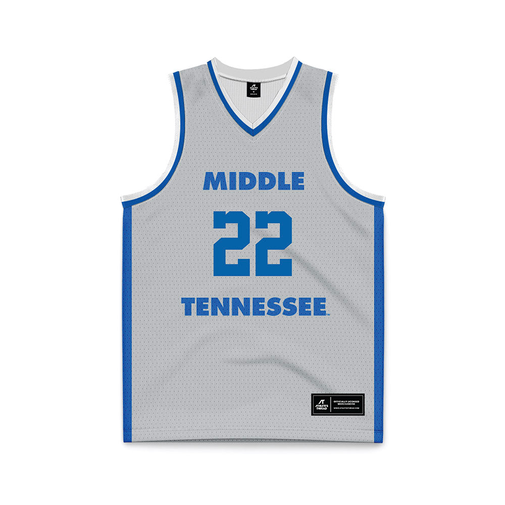MTSU - NCAA Men's Basketball : Kamari Lands - Light Grey Basketball Jersey-0