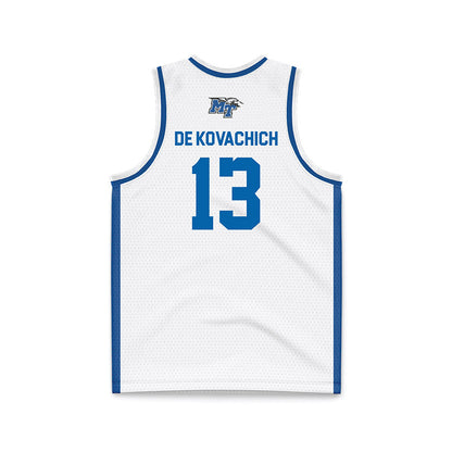 MTSU - NCAA Men's Basketball : Kevin De Kovachich - White Basketball Jersey-1