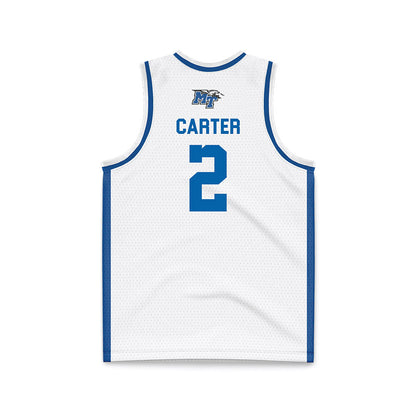 MTSU - NCAA Men's Basketball : Jahvin Carter - White Basketball Jersey-1