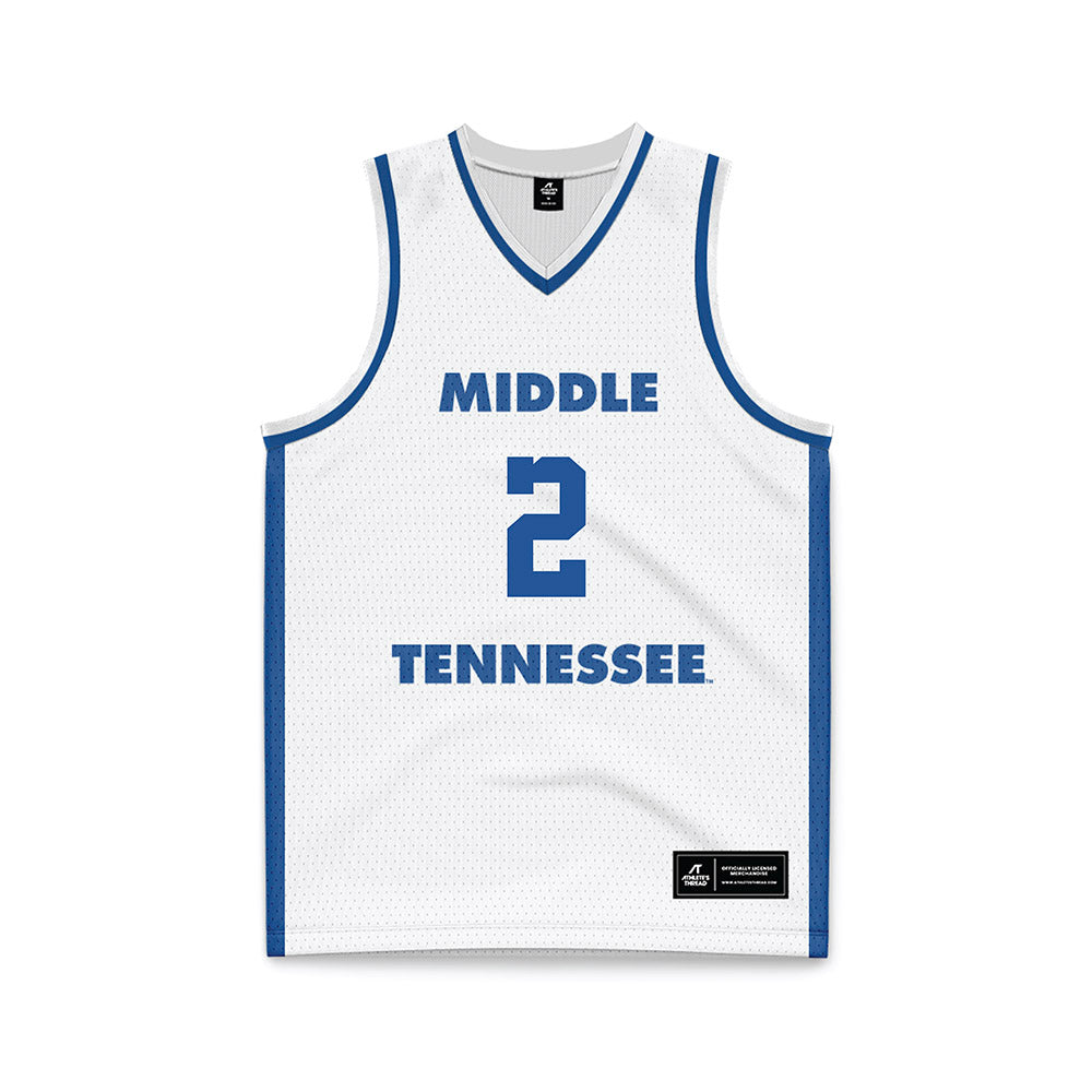 MTSU - NCAA Men's Basketball : Jahvin Carter - White Basketball Jersey-0