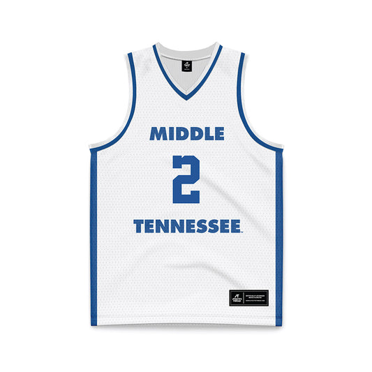 MTSU - NCAA Men's Basketball : Jahvin Carter - White Basketball Jersey-0