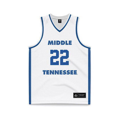 MTSU - NCAA Men's Basketball : Kamari Lands - White Basketball Jersey-0
