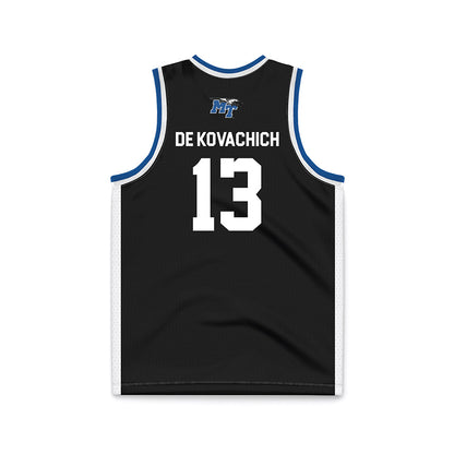 MTSU - NCAA Men's Basketball : Kevin De Kovachich - Black Basketball Jersey-1