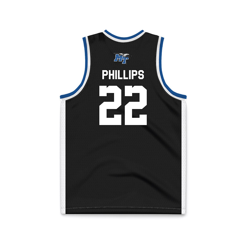 MTSU - NCAA Men's Basketball : Henry Phillips - Black Basketball Jersey-1