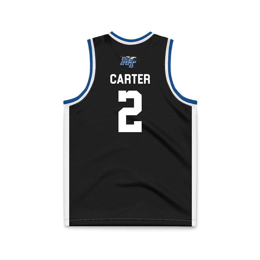MTSU - NCAA Men's Basketball : Jahvin Carter - Black Basketball Jersey-1