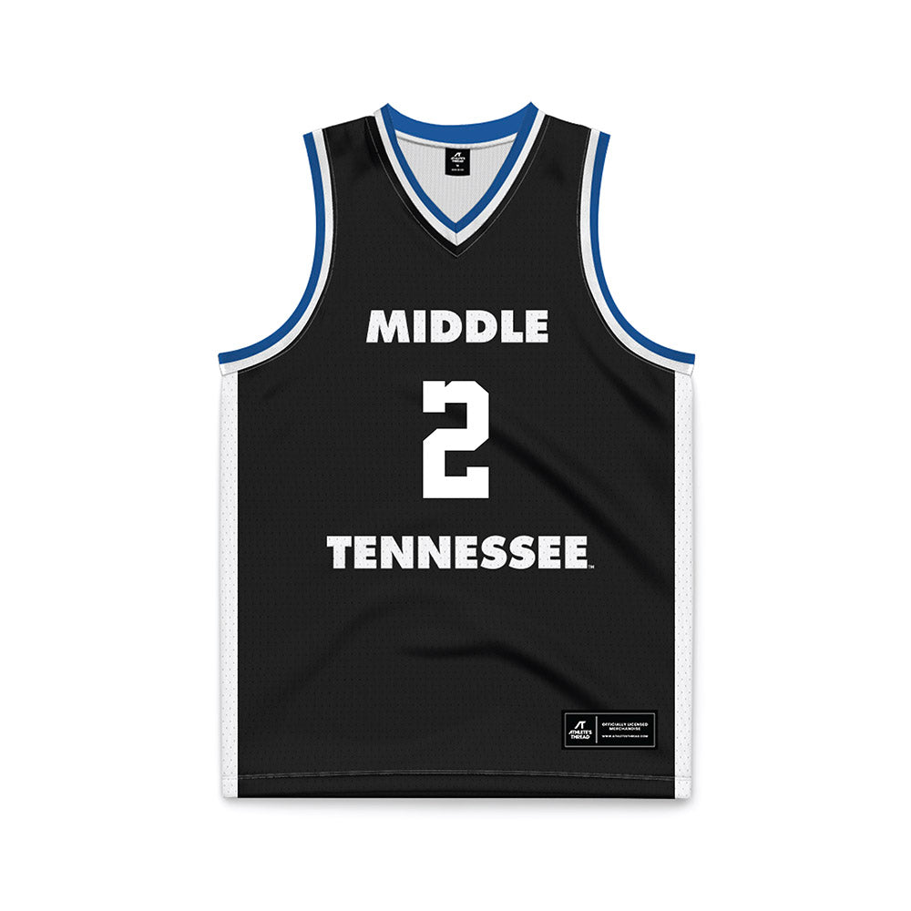 MTSU - NCAA Men's Basketball : Jahvin Carter - Black Basketball Jersey-0