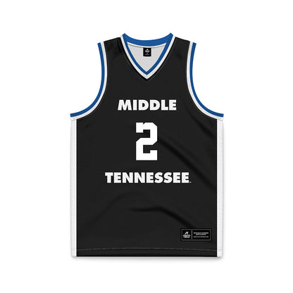 MTSU - NCAA Men's Basketball : Jahvin Carter - Black Basketball Jersey-0