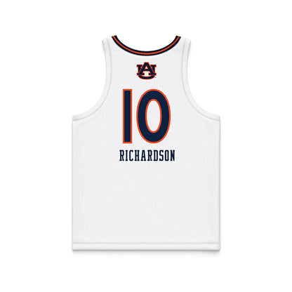 Auburn - NCAA Women's Basketball : Sania Richardson - White Basketball Jersey-1