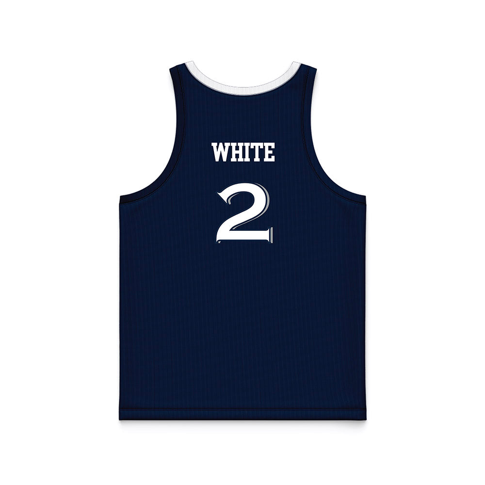 Xavier - NCAA Women's Basketball : Savannah White - Navy Basketball Jersey-1