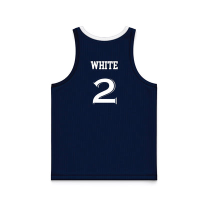Xavier - NCAA Women's Basketball : Savannah White - Navy Basketball Jersey-1