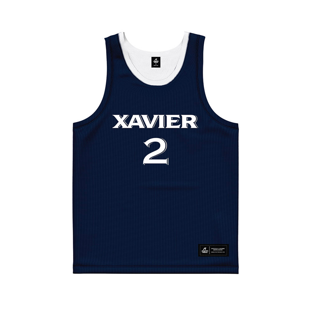 Xavier - NCAA Women's Basketball : Savannah White - Navy Basketball Jersey-0