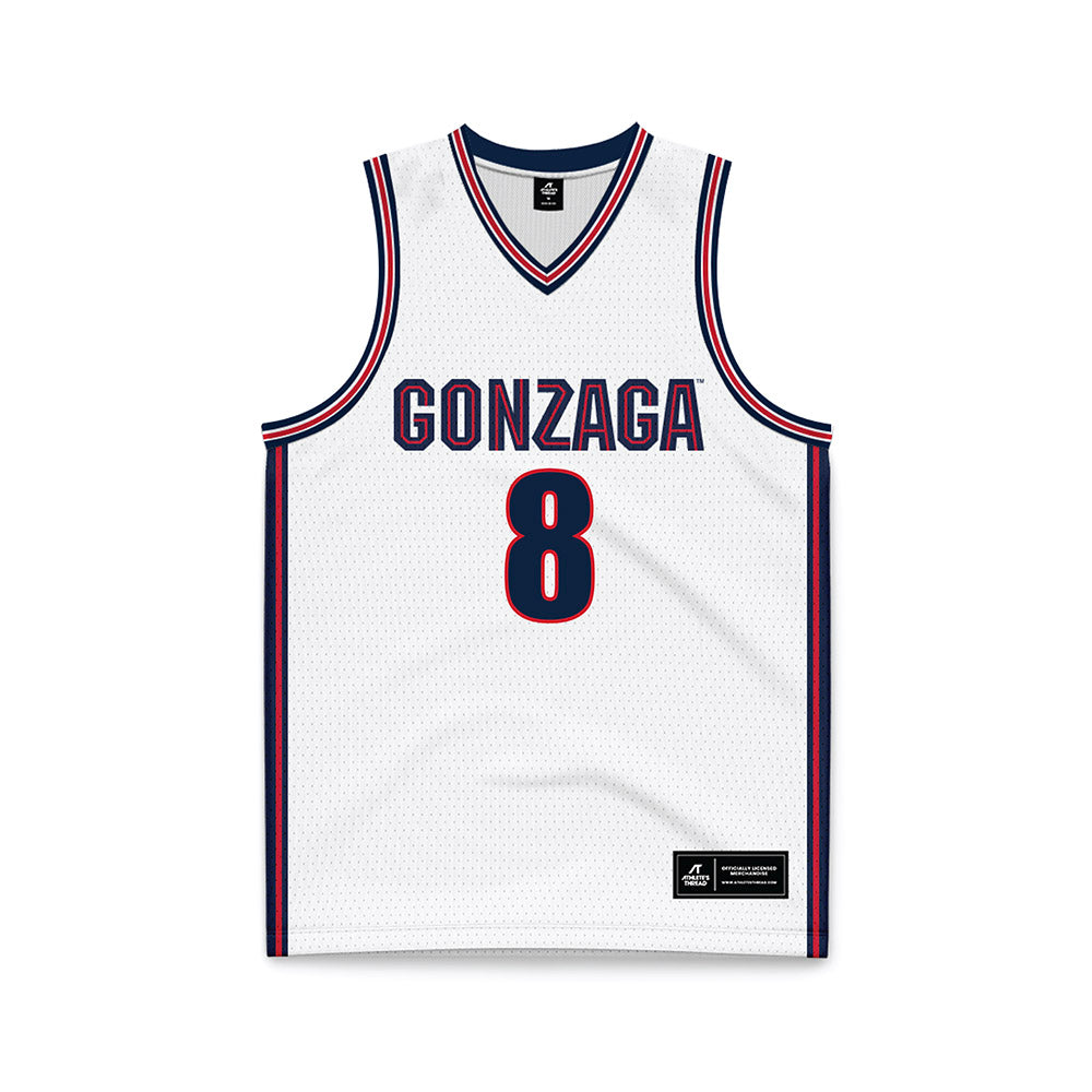 Gonzaga - NCAA Men's Basketball : Jalen Warley - White Basketball Jersey-0