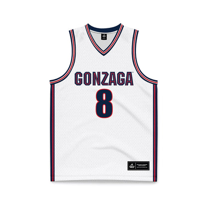 Gonzaga - NCAA Men's Basketball : Jalen Warley - White Basketball Jersey-0