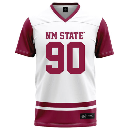 NMSU - NCAA Football : Jordan-Lebron Downey - White Football Jersey-0
