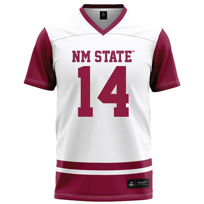 NMSU - NCAA Football : Sone Aupiu - White Football Jersey